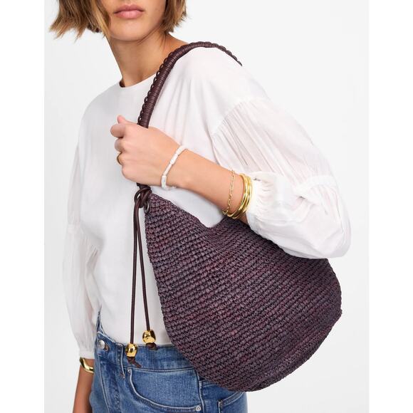 Madewell The Camren Straw Bag Handwoven Leather Strap Brown One Size NWOT - Picture 1 of 12